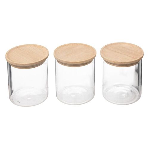 Lot De 3 Bocaux Hermétiques - Hevea/Boro Glas - D 8,5 X H 10,5 Cm