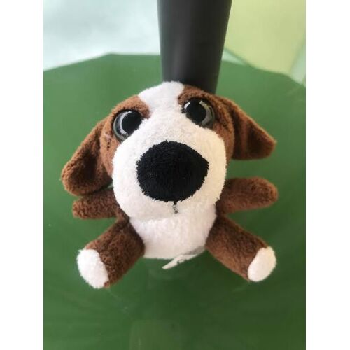 Peluche Doudou Chien Gros Yeux Marron Et Blanc Kie 14 Cm