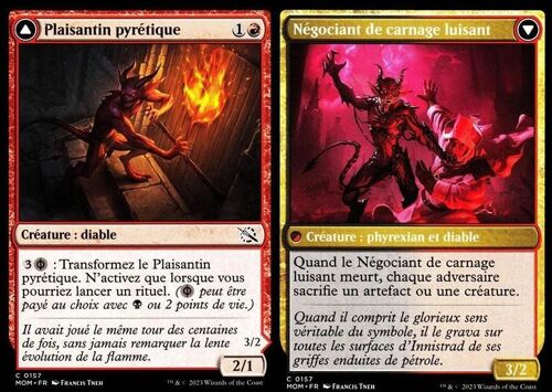 Plaisantin Pyrétique / Négociant De Carnage Luisant - Magic - L' Invasion Des Machines - C - 157 - Recto/Verso