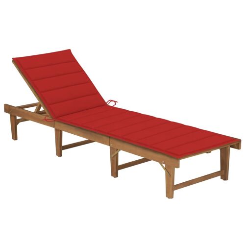 Transat Chaise Longue Bain De Soleil Lit De Jardin Terrasse Meuble D'extérieur Pliable Avec Coussin Bois D'acacia Solide Helloshop26 02_0012850