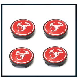 4x Cache Moyeu Centre Roue Pour Fiat Abarth 60mm Badge Logo Rouge Silver Noir