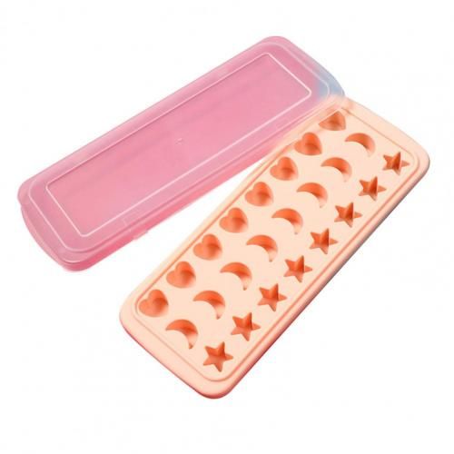 Bac À Glaçons En Silicone Avec Couvercle, 24 Cavités, Forme De Coeurs, Étoiles, Lunes, Amour, Pour Boules De Whisky, Outils De Cuisine Sûrs Et Durables