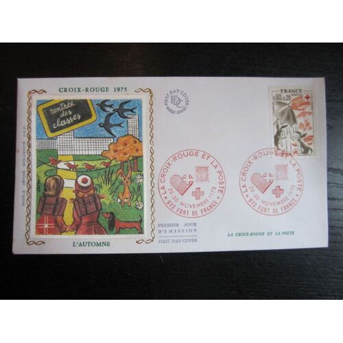 Enveloppe Premier Jour : L'automne, Série Croix Rouge, 29/11/1975, Fort De France, Martinique