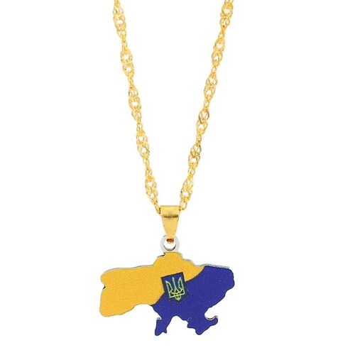 Fashion Outline Ukraine Map Pendentif Collier Pour Femmes Filles Titane Acier