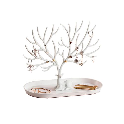 Creative Antler Tree Jewelry Rack Avec Plateau Pour Boucles D'oreilles Bague Collier Bracelets