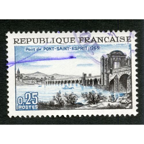 Timbre Oblitéré République Française, Pont De Pont-Saint-Esprit, 1265, 0.25, Postes, Combet, 1966
