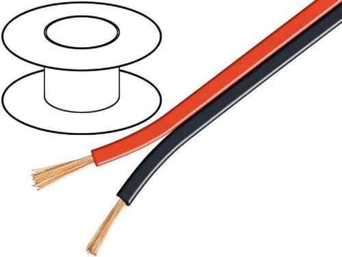 100m de Cable de haut parleurs - 2x4mm2 CCA noir et rouge