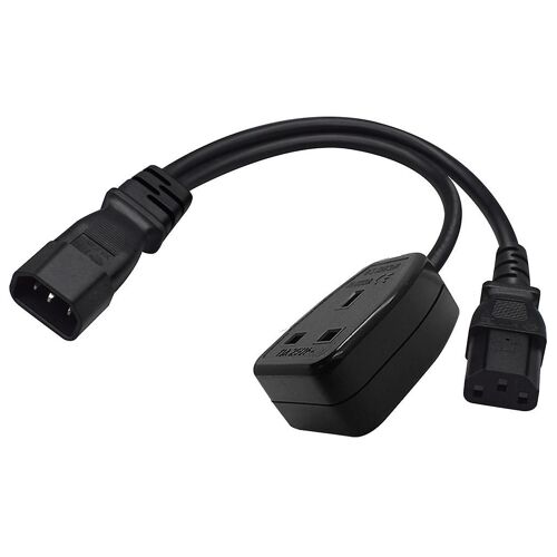 IEC320-C14 Male to IEC320-C13+UK13A Female Adapter Cord Y-splitter Power Line