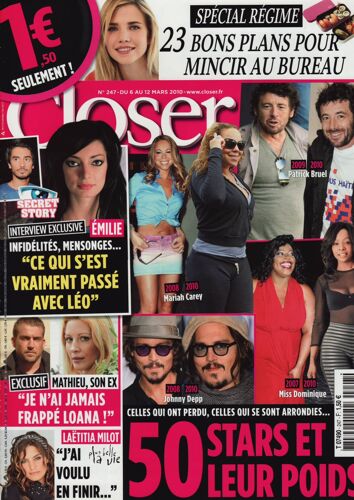 Closer / 06-03-2010 N°247 : Jake Gyllenhaal (1p) - Loana (1p) - Katie Holmes (1p) Billie Piper (2p)