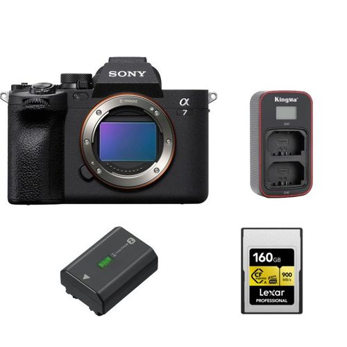 Sony A7 IV Body LCAGOLD160G-RNENC carte mémoire robuste + (Sony NP-FZ100) + Kingma LCD double chargeur USB (Sony NP-FZ100)