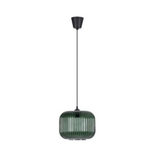 Suspension Gemma Verre Strié Vert Bistrot E27 60w Ip20 H.19 5 X Ø25 Cm Corep