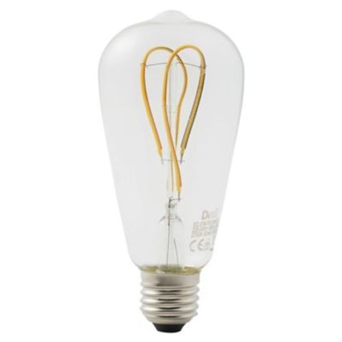 Lot 2 Ampoules Led À Filament St64 E27 470lm 4.9w = 40w Ø6.4cm Diall Blanc Chaud