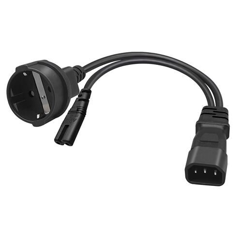 C14 To C7 + Eu4.8mm,c14 Splitter (32cm) Iec 320 C14 Male Plug To C7 +eu4.8mm Female Socket Y Split Power Extension Cable