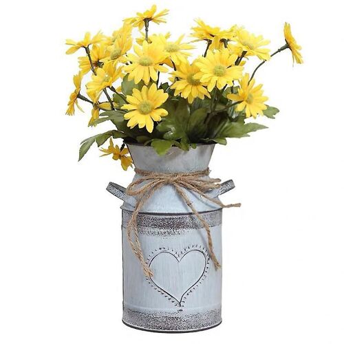 Arrangement floral rustique Bucket Iron Vintage Flower Vase Planting Jug Shabby Chic Home Gardening Décoration Pot en métal