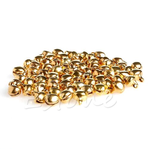100pc Small Bell Jewelry Charms 6mm Bead Findings Gold Mixed Color Wedding Craft