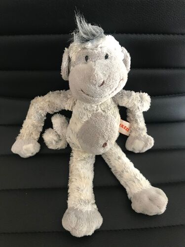Peluche Doudou Singe Gris Souriant Parlant Monkeez 27 Cm
