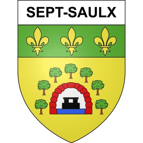 Sept-Saulx 51 Ville Sticker Blason Écusson Autocollant Adhésif - 4 Cm