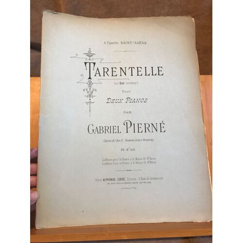 Gabriel Pierné Tarentelle En Sol Mineur Partition Deux Pianos Éditions Leduc