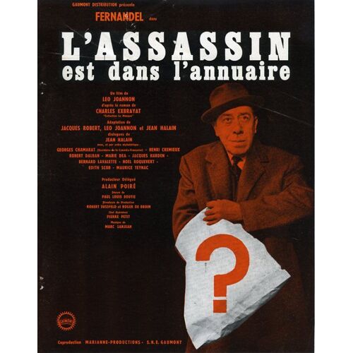 L'assassin Est Dans L'annuaire, Synopsis, Leo Joannon, Fernandel, Georges Chamarat, Henri Crémieux