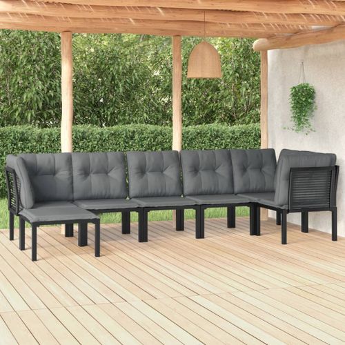 Vidaxl Salon De Jardin 7 Pcs Noir Et Gris Résine Tressée
