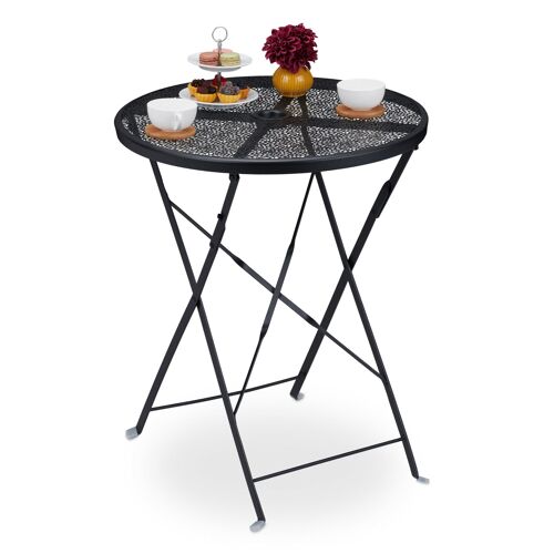 Relaxdays Table De Jardin Pliante Table De Bistrot Ronde Pliable Trou Pour Parasol Balcon