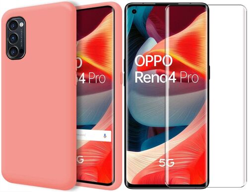 Coque Silicone TPU Rose + Verre Trempe Pour Oppo Reno 4 Pro 5G Little Boutik® Couleur :