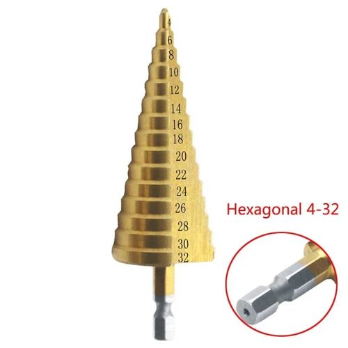 Foret Hexagonal Conique Rev¿ºtu De Titane Hss 4 32Mm, Foret ?tag¿¿, Foret Conique, Foret Pour Le M¿¿tal Et Le Bois, Coupe Trou Pour Le Bois, Accessoires 9109-May14A04116