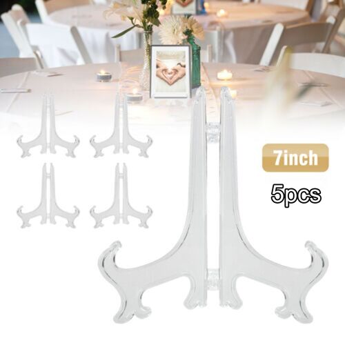 Pr¿¿sentoir En Plastique Noir/Transparent, 5 Pi¿¿ces, Support De Livre Photo, Assiette, Photo, Support Portable, Pliable 9109-May14A03505