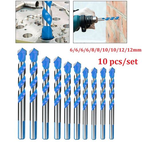Forets Triangulaires Pour Le Carrelage, Jeu De Mèches En Carbure Pour Le Bois, Le Métal, La Maçonnerie, Le Verre, La Céramique, 10 Pièces 9109-May14A03570
