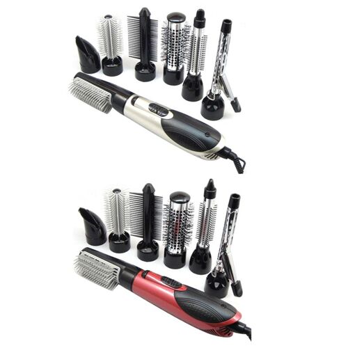 Sèche Cheveux Professionnel Multifonction 7 En 1, Prise Ue, Ion Négatif, Avec Peigne, Baguette À Friser, Cheveux Lisses Avec 7 Att 9109-May14A06585