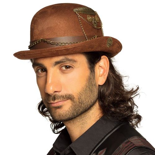 Chapeau Melon Marron Steampunk Pacifique Adulte