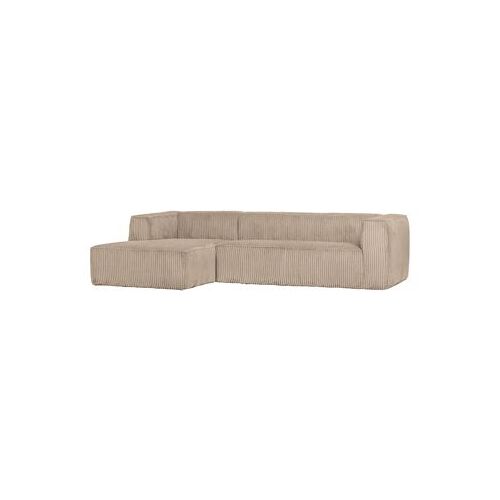 Canapé d'angle à gauche 305 cm en velours côtelé beige - RULA