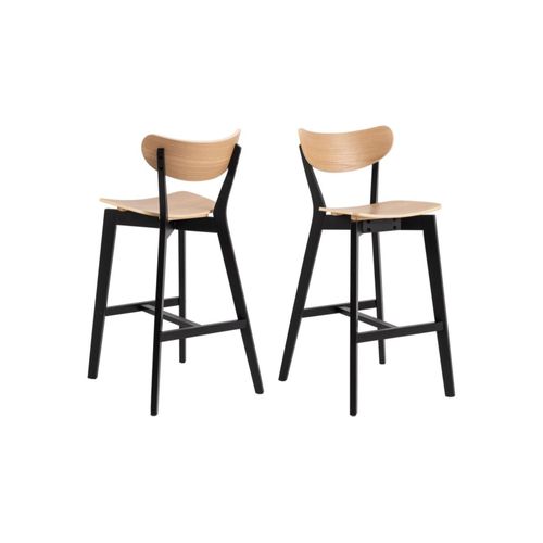 Lot De 2 Tabourets De Bar Scandinaves En Bois Chêne