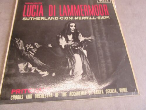 33 Tours Lucia Di Lammermoor Sutherland Cioni Merrill Siepi Pritchard Orch Accademia Santa Cecilla Rome Ref Decca Sxl 2315 England
