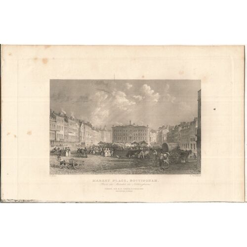 Xixème/Gravure Anglaise Sur Acier/ Market Place, Notingham