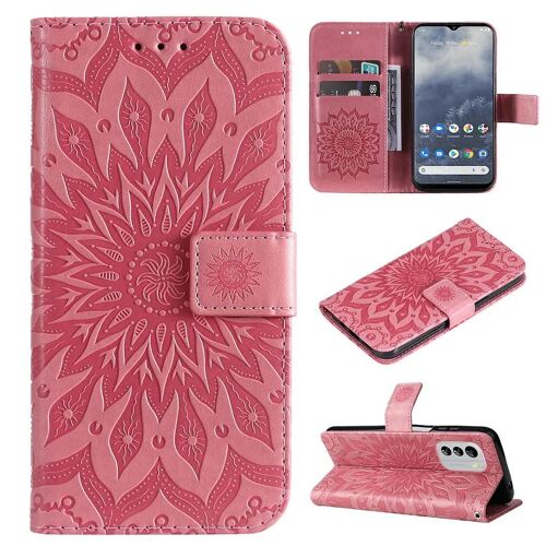SATURCASE Coque pour Nokia G60, Fleur du Soleil Gaufrage PU Cuir Magnétique Flip Portefeuille Support Porte-carte Protecteur Housse Étui avec Dragonne pour Nokia G60 (TY-Pink)