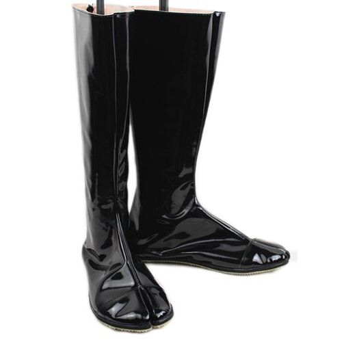 Bottes Bottines Chaussures Deux Doigts Jika Tabi Geta Jikatabi Simili Cuir Ninja Samurai Ouvrier Traditionnel Japon Japan Convention Salon Black Sugar Boutique Mode Lolita Déguisements Cosplay Paris