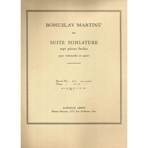 Bohuslav Martinu : Suite Miniature, Sept Pièces Faciles Pour Violoncelle Et Piano, Partie 3