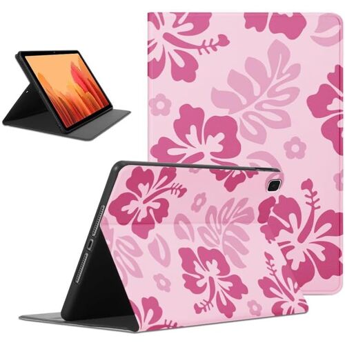 Coque Compatible Avec Samsung Galaxy Tab A7 2020 Smt500,T505,T507 10,4"", Aesthetic Ultra Fin En Cuir Pu Antichoc Avec Étui Housse Protection Fonction Support Tablette Case Cover, Fleur