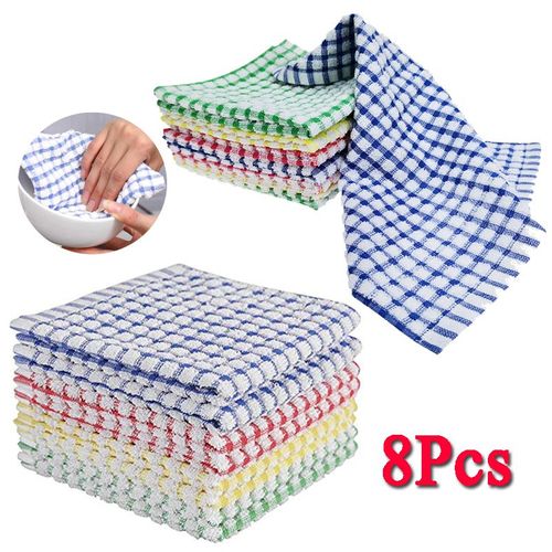 Torchons pour la vaisselle de cuisine, torchons absorbants, chiffons de nettoyage en coton, 8pcs, 30 * 30cm