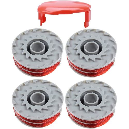 Lot de 4 Bobine de fil pour Flymo FLY021 débroussailleuse Contour 500 XT, Power Trim Mini Auto ST/XT/Plus,Avec 1 capuchon de bobine FLY0060