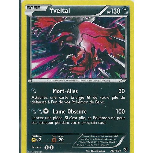 Carte Pokemon Francaise Holo Serie Xy Yveltal 78/146 Vf