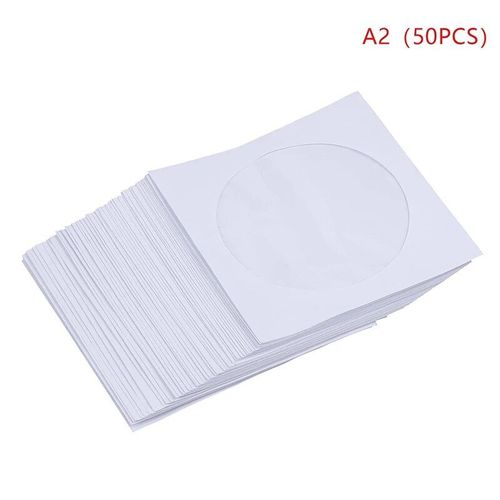 Enveloppes De Rangement À Fenêtre Transparente,Sac En Papier Plié Blanc,Disque Cd Dvd,12.5cm,10/50 Pièces - Type 50pcs