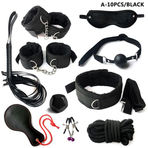 Menottes Sexuelles Porno Pour Hommes Et Femmes, Pinces À Tétons, Fouet, Masque Sexuel, Plug Anal, Ensemble De Bondage, Jouets Sexy, Jeu Pour Adultes, 12/11/10/7 Pièces