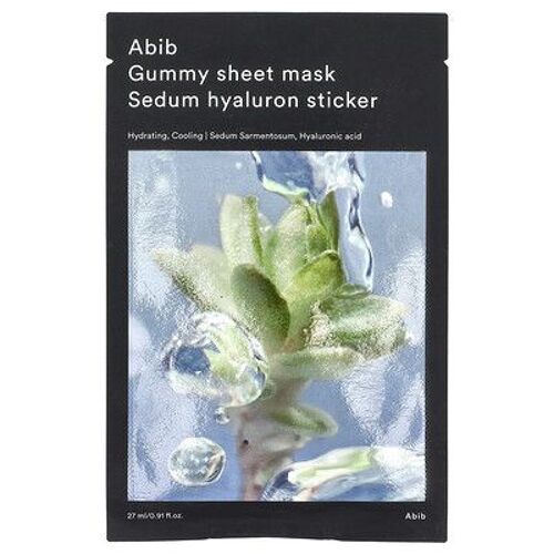 Abib, Masque De Beauté En Tissu Sous Forme De Gomme, Masque Au Sedum Et À L'acide Hyaluronique, 27 Ml