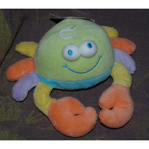 Crabe Doudou Hochet Grelot Vert Orange Jaune Bleu Mauve Jollybaby