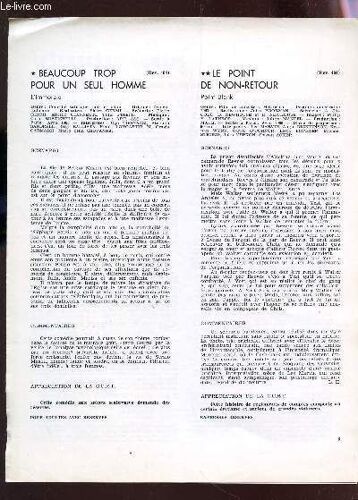 Cinema Et Telecinema - N°404 - Année 1968 / Beaucoup Trop Pour Un Seul Homme - Le Point De Non Retour Etc... / Incomplet