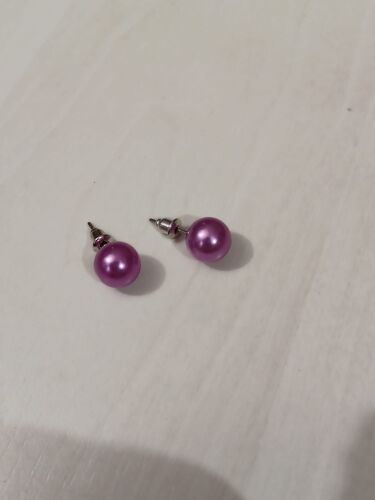 Boucles D'oreilles Fantaisie Perle Violet
