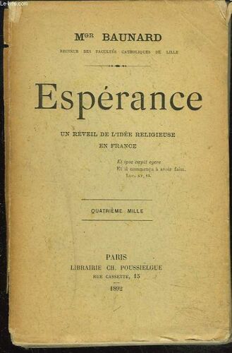Esperance. Un Reveil De L'idee Religieuse En France.