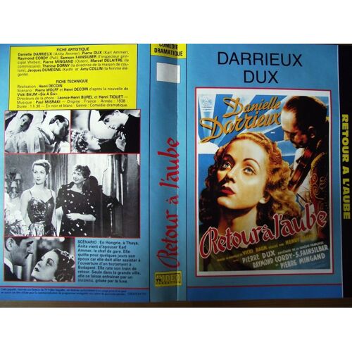 Tv Video.Jaquette Du Film.Retour A L'aube.Réalisation.Henri Decoin Avec Danielle Darrieux Pierre Dux Raymond Cordy